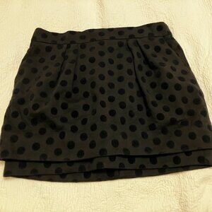 Maje Black Swiss Dot Velvet Skirt